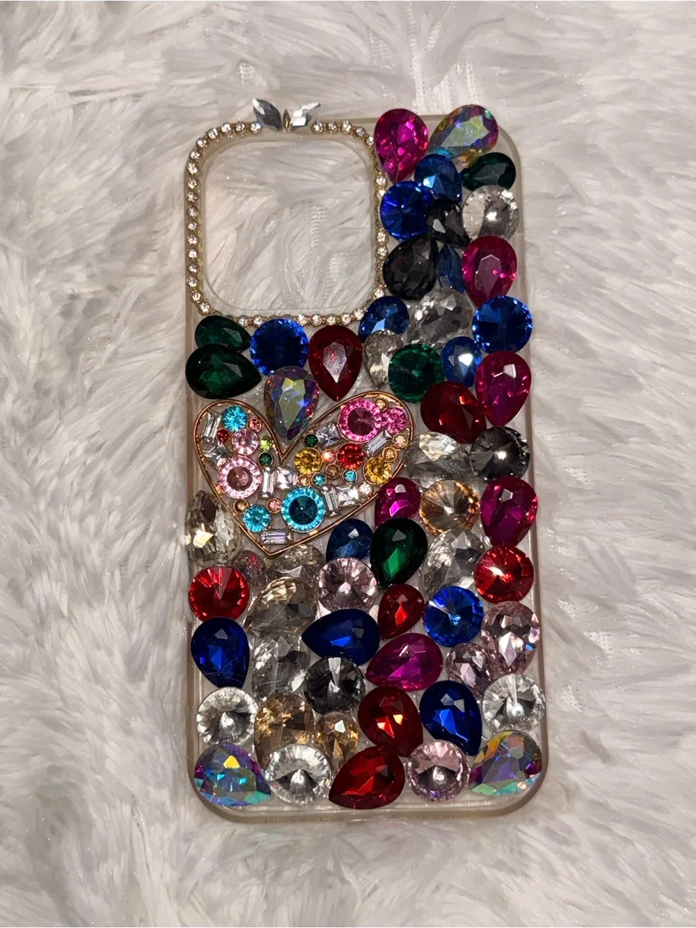 Decorative Multicolor Jeweled iPhone 14 Pro Max Case - Bling Protective Cover